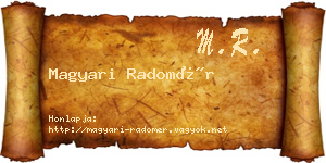 Magyari Radomér névjegykártya